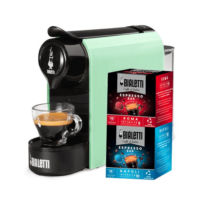 Gioia Bialetti - Macchina da Caffè Espresso con 2 box di capsule a scelta