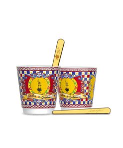 Set 2 bicchierini e 2 palettine dorate Bialetti Carretto Siciliano