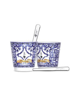 Set 2 bicchierini e 2 palettine argentate Bialetti Blu Mediterraneo